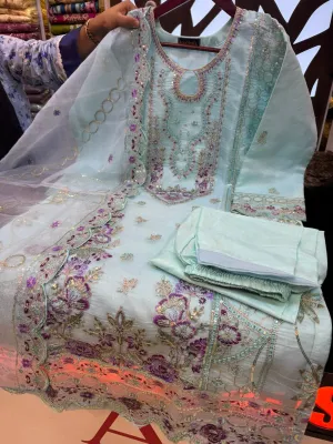 Luxury Quata Embroidery & Sequence 3-Piece